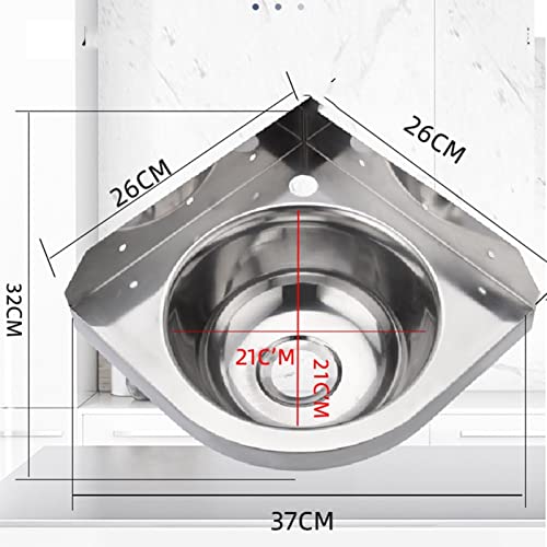 Fregadero pequeño triangular de acero inoxidable ideal para optimizar espacios públicos 3