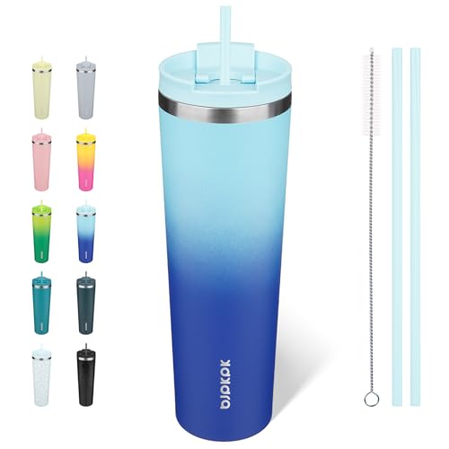 Image of BJPKPK 34oz Coffee Tumbler with Straw, Insulated Stainless Steel Cup