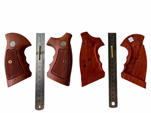 New Smith & Wesson S&W N Frame Square Butt Grips Checkered Finger Groove Open Back Hardwood Wood Handmade #Nsw23 #TOP2