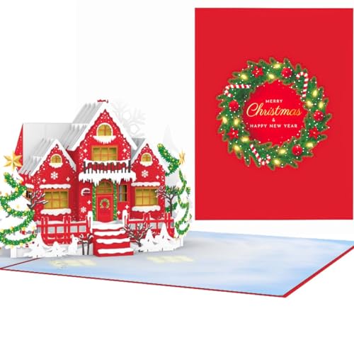 PopLife Home for Christmas 3D Pop Up Card - 3D Holiday Greeting, Merry Christmas card, Cozy House Card for Friends and Family - for Mom, for Grandma, for Dad, for Teacher, for Daughter