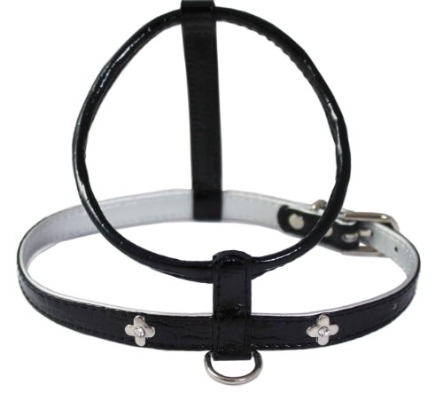 Black Faux Leather Studded Dog Harness Small For 12.5"-15.5" Chest #TOP13