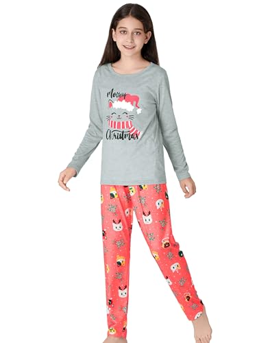 Image of Beezizac Girls Pajamas Cute Print Short /Long Sleeve Pants Set Size 6-18