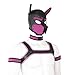 YiQin RWSX Weiche Latex-Hundemaske mit Ohren, Welpenmaske für Cosplay-Party-Maskerade Set (Maske, Halsband, Armbinde, Riemen) (Color : Pink, Size : Large)