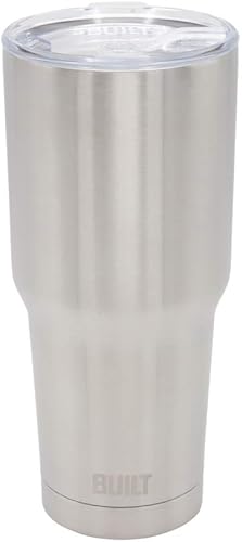 Miniatura 6 de BUILT - Juego de vaso de acero inoxidable de doble pared con tapa de reemplazo, 2 popotes de Tritan reutilizables, cepillo de alambre de limpieza en