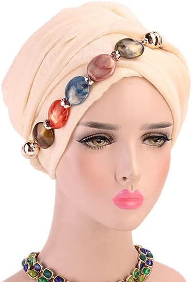 Agate Diamond Necklace Head Scarf Cap Bali Yarn Wrap Head Scarf Cap African Scarf Turban 1piece by MSB Fabric Color 1605