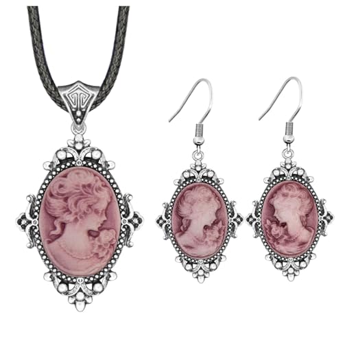 Anstory Vintage Look Flower Pendant Lady Queen Cameo Sets For