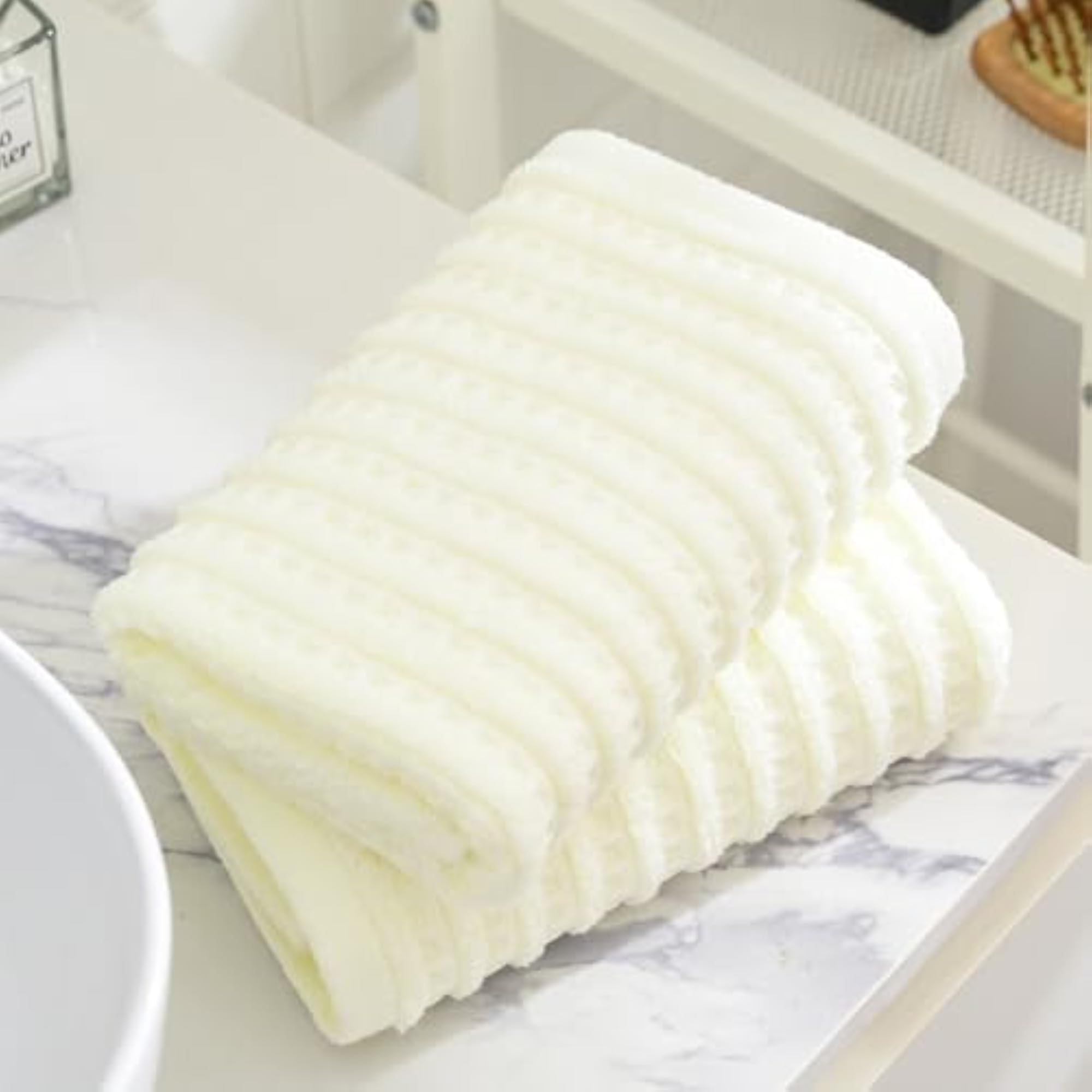 Premium 100% Cotton Waffle Weave Hand Towel Set, White