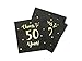 Cheers to 50 Years Cocktail Napkins | Happy 50th Birthday Decorations for Men and Women and Wedding Anniversary Party Decorations | 50-Pack 3-Ply Napkins | 5 x 5 inch folded (Black)