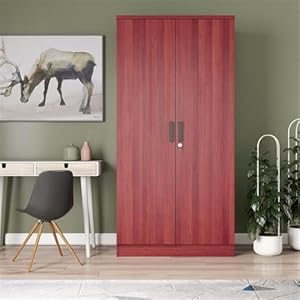 Better home products harmony wood two door armoire wardrobe cabinet in mahogany  urban country home decor