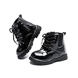 Komfyea Toddler/Little Kid Boots Side Zipper Black Ankle Boots for Boy's Girl's