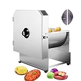 Trancheuse à chips commerciale avec 2 lames d'origine, épaisseur de tranche 0-12 mm, trancheuse électrique en acier inoxydable pour fruits et légumes, oignon, citron, manuel + électrique, argent,Large