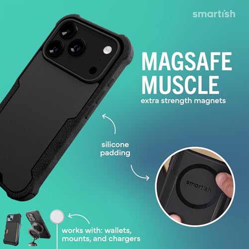 Image of Smartish iPhone 17 Pro MagSafe Case + Screen Protector - Magnetic Protective Case - Heavy Duty Armor Cover + 2-Pack Tempered Glass Screen Protectors for Apple iPhone 17 Pro - Black Tie Affair