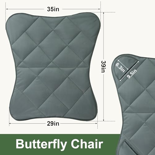 MABOZOO Thicken Butterfly Chair Replacement Cover (Chair Not Included), Waterproof Replacement Cover for Butterfly Chairs, Gray - Thumbnail 2