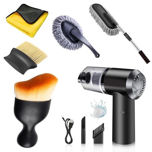 COFENDY 6 PCS - 3in1 Vacuum Microfiber Car Duster Kit|Interior & Exterior Cleaning Detailing Tool|Scratch & Lint Free, Pollen Removing|Car Extendable Long Car Duster (6 PC Car)