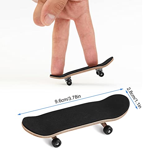 Mini Finger Skateboard, 1Pc Maple Wooden Alloy Fingerboard Mini Skateboard Starter Kit With Storage Box Reduce Pressure Gifts Finger Sports Party Favors Novelty Toy Gift For Boys Girls Teens(Black) #TOP4