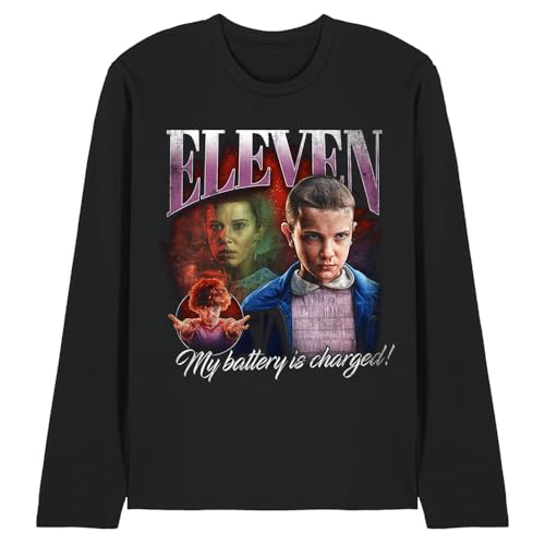 T-shirt Stranger Things Eleven noir col rond à manches longues vêtement série télévisée culte