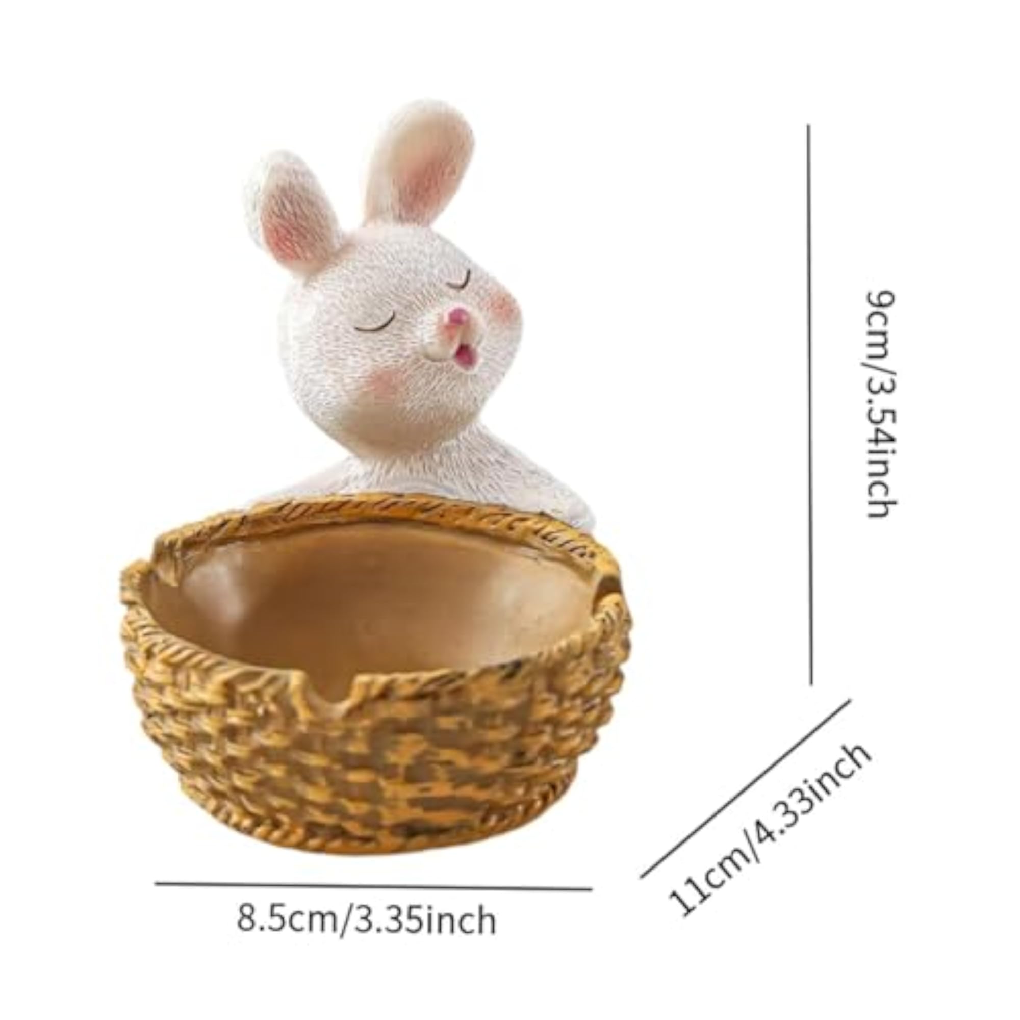 Cute Resin Rabbit Figurine Tea Light Holder for Desktop