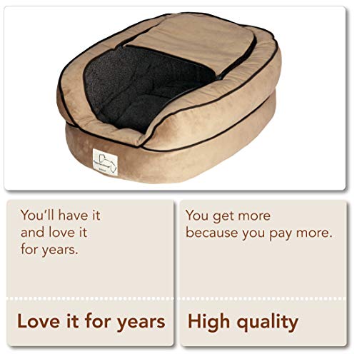 Floppy Ears Design Microfiber And Fleece Hide Out Bed, Large, Tan, 43” L X 31” W X 13” H, Large For Dogs Up To 50 Lbs. #TOP1