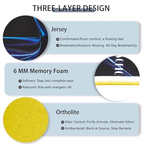 Image of Memory Foam Shoe Inserts for Women Men, Cushion Insoles for Work Boots Sneakers Flats,Comfort Soles Design for Foot Pain Relief,Black EU46