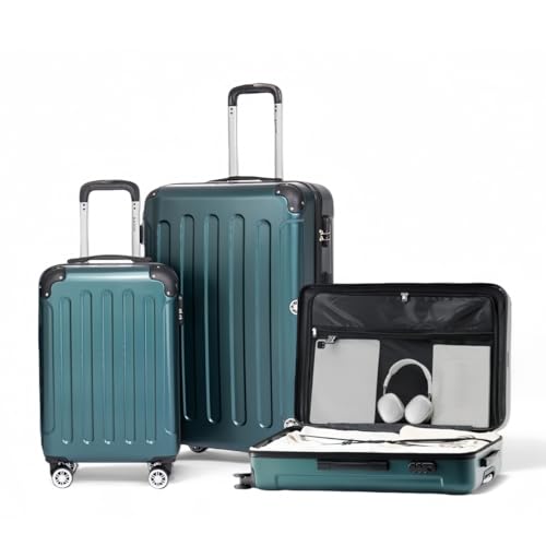 Boleedy Set 3 Valise Pièces (55/66/76cm),Sets de Bagages Rigide ABS Grande Taille Durable,Ensemble Valise de Voyage avec 4 roulettes 360°,Lot Valise