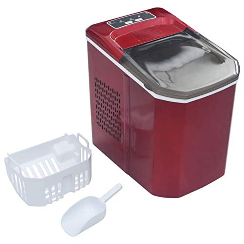 Brokky Eiswürfelbereiter Rot 1,4 L 15 kg / 24 h Commercial Ice Maker Machine EiswüRfelmaschine Crushed Ice
