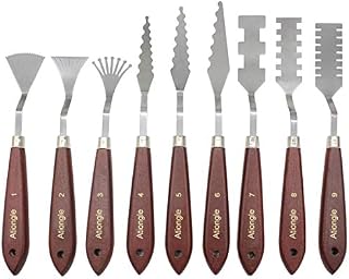 Ationgle Palette Knife 9 Pieces Paint Knives Set Palette Scraper Basic Painting Tools
