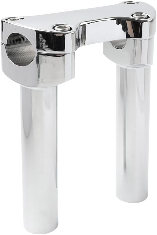 Cnaloo12 2 Pc Handle Bar Riser Extension 6" Straight Handlebar Risers Aluminum Black/Chrome; B Model For Harley models with 1" (at the center) handlebars