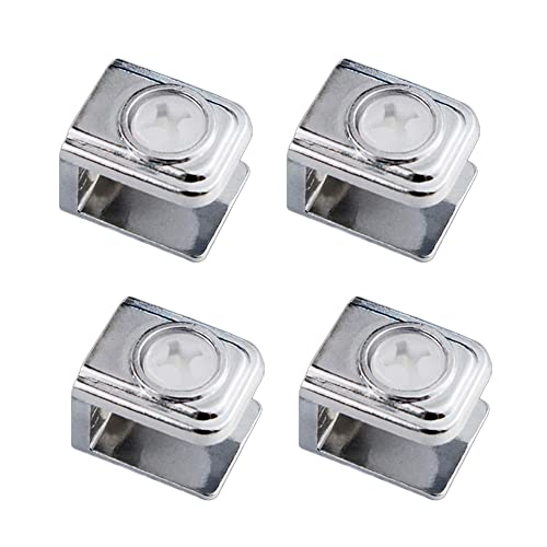 BE-TOOL 4 Pcs Adjustable Glass Shelf Bracket Shower Brackets with Thicken Screw Heavy Duty Clamp Holder for Glass Plate of Bathroom Glass Shelf, Wine Cabinet, TypeG