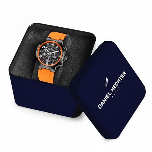 Image of Daniel Hechter Paris Beaubourg Collection Multifunctional Watch for Men with Textured Round Dial and Silicon Strap-DHM1009