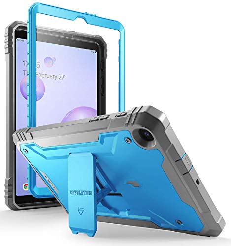 Poetic Revolution Series Designed for Samsung Galaxy Tab A 8.4 2020 Kickstand Rugged Case,Model SM-T307, Full-Body Heavy Duty Case, Built-in-Screen Protector, Blue/Gray