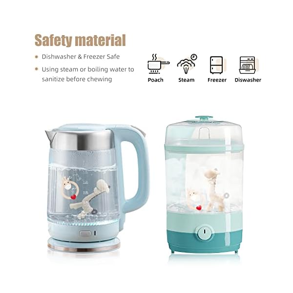 SHARE&CARE BPA-frei 2 Silikon-Giraffen-Baby-Beißring-Spielzeug mit Aufbewahrungsbox, für 3 Monate über Zahnfleischschmerzen bei Säuglingen, Schmerzlinderung und Babyparty, Set mit 2 verschiedenen Beißspielzeugen – Bild 8
