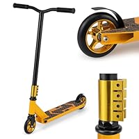 GYMAX Stunt Scooter for Kids, Lightweight Freestyle Pro Trick Scooters with PU Wheels & Aluminum Deck, 360° Spin Handlebar Street Scooter for Beginners Teens Ages 10+ (Yellow)