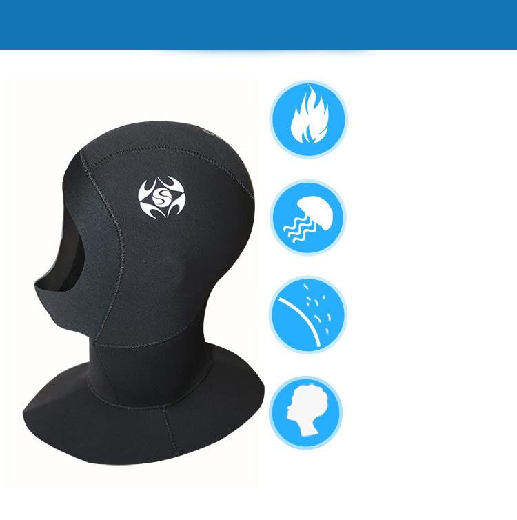 Legou Diving Head Cover Waterproof and Cold-Proof 3mm Warm Ear Protection Diving Cap Black 3mm XL