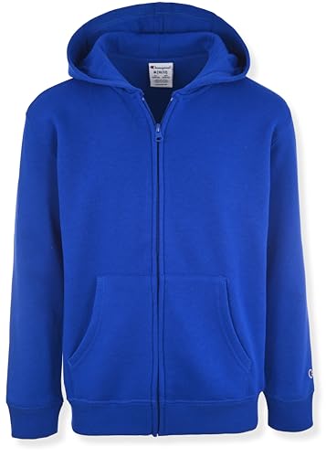 Champion Boys Zip Front Fleece Hoodie Sweatshirt for Kids Blue Surf X-Large