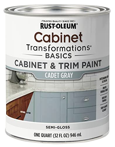 Comparison: Best Gray For Cabinets 3 Rust-Oleum 372009 Transformations Basics Cabinet & Trim Paint, Quart, Cadet Gray 32 Fl Oz, 0.25 Gallon (Pack of 1)