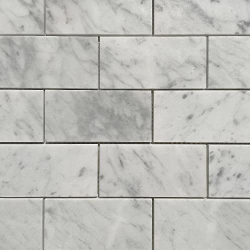 Stone Center Online Carrara White Marble 2X4 Grand Brick Subway Mosaic Tile Polished Kitchen Bath Wall Floor Backsplash Shower (1 Sheet) #TOP3