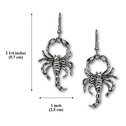 Gothic Scorpion Dangle Earrings Silver Finish Pewter #TOP2