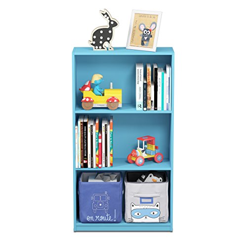 Furinno Basic 3-Tier Bookcase Storage Shelves, Light Blue #TOP4