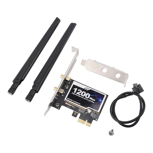 Akozon Tarjeta de Red Inalámbrica PCIE, Adaptador WiFi de Doble Banda de 1200Mbps con 4.2 para Ordenadores de Sobremesa y Portátiles, Compatible con 802.11a/b/g/n/AC