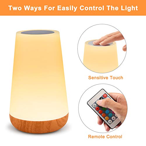 Table Lamp Touch Night Light - Portable Sensor Remote Control Bedside Lamps With Quick Rechargeable Usb Dimmable Warm White Light 13 Colors Rgb Table Lamp For Bedroom Living Room Office (White) #TOP1