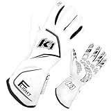 K1 Race Gear K1 Flight Adult Nomex® Auto Racing Gloves SFI 3.3/5 - White, Grey - Large