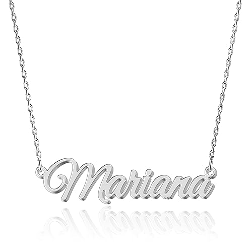 UMAGICBOX Collar de Plata Personalizado con Nombre Mariana - Colgante de Acero Inoxidable Grabado a Medida para Mujeres - Regalo para Cumpleaños, Aniversarios, Graduaciones y Día de San Valentín