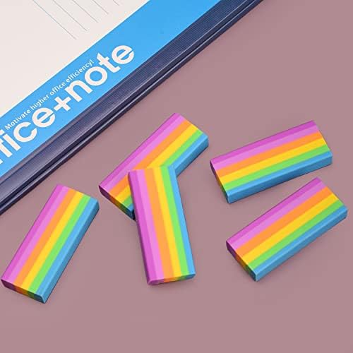 MFUOE 12 Pieces Rainbow Plastic Rubber Eraser Pencil Eraser for Office Artists School Bag Filler (12)