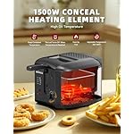 minca 1500W Electric Deep Fryer, 2.5 Liter Immersion Frying Basket with Heat-insulated Foldable Handle, Removable Lid with Odor Filter and Viewing Window, Adjustable Temperature, Stainless Steel - Image 4