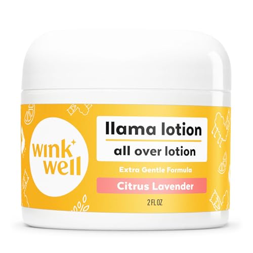 Wink Well Llama Baby Lotion, Gentle Body Care For Moisturizing And Calming Dry Skin For Babies, Kids And Adults, Free Of Parabens, Chemicals, Dyes And Fragrances (2 oz jar)