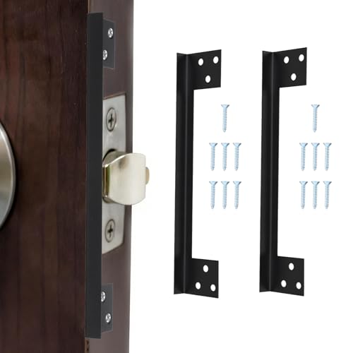 2 Pcs Door Latch Guard Plate 7in Outswing Door Security Protector L Shaped Reinforcement Striker Plates to Block Access to Doors Lock Deadbolt