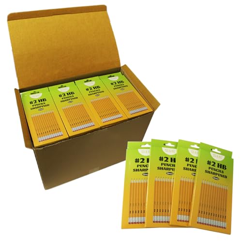 S & E TEACHER'S EDITION 1728pcs Pre-sharpened Pencils with eraser top, No.2 pencils #2 HB pencil Bulk, Golf, Classroom, Pew, Back to school, 12Pcs/box (144 boxes case)
