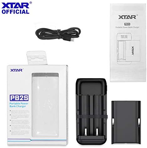 XTAR PB2S 18650 Batteries Charger UK USB C Port 18650 Fast Charger Unprected 20700 21700 Battery Charger Two Ports Output Not included Batteries (Black)