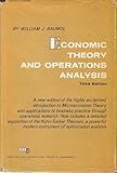 Economic theory and operations analysis (Prentice-Hall international series in management)