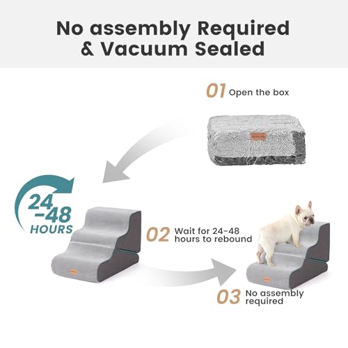 Gardner Pet 4-Step Dog Stairs for Small Dogs 18.5\" H, Curved 4-Step Pet Stairs, Dog Steps for High Bed (18-20 in), Couch with Durable Non-Slip Waterproof Fabric Cover and CertiPUR-US Certified Foam